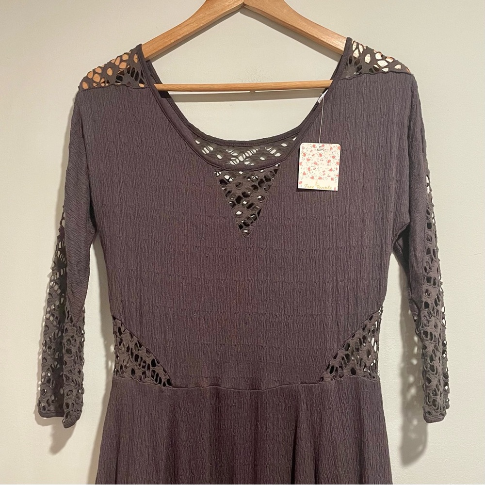 New! Free People long sleeve mini dress with lace insets - Picture 9 of 14